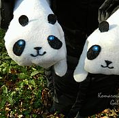 Аксессуары handmade. Livemaster - original item felted women`s mittens Panda felted. Handmade.