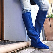 Обувь ручной работы handmade. Livemaster - original item Boots: Italian pony leather boots in blue handmade.. Handmade.