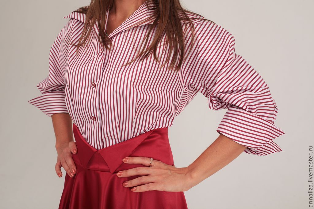 Blouse styled 'white Stripe, red stripe', Blouses, Moscow,  Фото №1