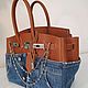 Джинсовая кожаная сумка в стиле Birkin 30. My Handmade. Классическая сумка. Magic denim in art. Ярмарка Мастеров.  Фото №4