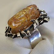 Украшения handmade. Livemaster - original item Ring with tourmaline Grasshopper. Handmade.