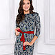Viscose dress Oriental motifs, grey blue straight midi. Dresses. mozaika-rus. Online shopping on My Livemaster.  Фото №2
