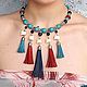 Delhi - necklace with tassels Oriental style leather stones, Necklace, Khimki,  Фото №1
