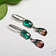 Adorable earrings with sea-green crystals and gradient, Earrings, Moscow,  Фото №1