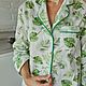 pajamas: Women's cotton pajamas with trousers and shirt Tropics. Pyjamas. Sleep and Sun. Online shopping on My Livemaster.  Фото №2
