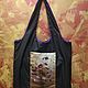 Beach black eco bag black with pocket bag printed flowers. Beach bag. paintmart (oikos). My Livemaster. Фото №4