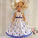 The dress is white with a blue flower, Clothes for dolls, Ekaterinburg,  Фото №1