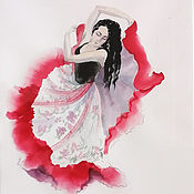Картины и панно handmade. Livemaster - original item The Picture Flamenco. Watercolour in a frame and Passepartout. Handmade.