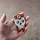 Sugar skull embroidered pin Day of the dead costume embellishment. Brooches. MelancholiaCraft. My Livemaster. Фото №4
