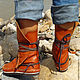 Заказать Кожаные мокасины "Hippie Orange". HolyCowChic. Ярмарка Мастеров. . Мокасины Фото №3