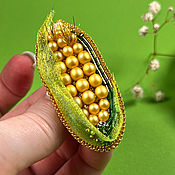 Украшения handmade. Livemaster - original item Broche de cuentas de maíz, broche de cuentas de Perlas. Handmade.