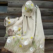 Сумки и аксессуары handmade. Livemaster - original item Panama skirt and bag hedgehog in dandelions! len. Hand painted.. Handmade.
