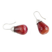 Украшения handmade. Livemaster - original item Red strawberry ice earrings large drop earrings with agate. Handmade.