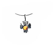 Украшения handmade. Livemaster - original item Silver pendant with amber 