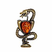 Украшения handmade. Livemaster - original item The Snake brooch in heraldry is small, a gift to a medical worker. Handmade.