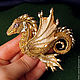 Brooch dragon 'Margo'. Brooch beads. Golden Dragon. Brooches. master Alena Litvin. My Livemaster. Фото №4