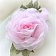   "Хрустально розовая роза". Цветы из ткани, Брошь-зажим, Юрга,  Фото №1
