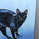 Order Oil painting ' Black cat on a winter walk'. Zhanne Shepetova. Livemaster. . Pictures Фото №3