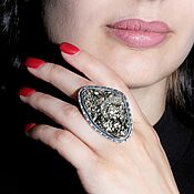 Украшения handmade. Livemaster - original item Splendor ring made of 925 sterling silver pyrite IV0077. Handmade.