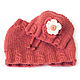 Knitted Hat and Snood for girls, coral, Hat and scarf set, Cheboksary,  Фото №1