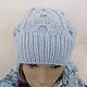 Knitted set - cap and shoulder strap, Blue sky. Headwear Sets. Cozy corner (nadejdamoshkina). My Livemaster. Фото №6
