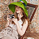 Sombrero de rafia verde brillante / Lima. Hats1. lizaprior. Интернет-магазин Ярмарка Мастеров.  Фото №2