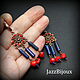 Серьги  с лазуритом и кораллом. Серьги классические. JazzBijoux ДжазБижу (Елена Сафронова). Ярмарка Мастеров.  Фото №8