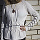Пуловер женский белый с эффектным узором из кос, Пуловеры, Средняя Ахтуба,  Фото №1