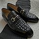 Men's loafers, crocodile leather, black, Loafers, St. Petersburg,  Фото №1