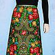 A midi skirt from Pavlovo. kerchiefs 'Stranger' (black) 2, Skirts, Moscow,  Фото №1