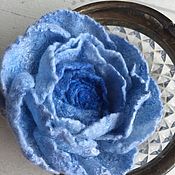 Украшения handmade. Livemaster - original item Blue wool rose brooch. Handmade.