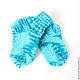 Носочки детские вязаные теплые носки, голубой, бирюзовый. Пинетки. Подарок новорожденному. Пинетки кеды. Ярмарка Мастеров.  Фото №6