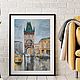 Painting city of Prague, watercolor, winter, first snow, autumn, Pictures, Kemerovo,  Фото №1