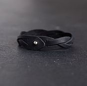 Украшения handmade. Livemaster - original item Bracelet braided: Black leather bracelet braid. Handmade.