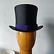 Black satin top hat ' Blue ribbon', Cylinder, St. Petersburg,  Фото №1