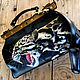 Medicine leather work bag. Painted handbag purse with Leopard art, Valise, Trakai,  Фото №1
