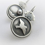 Украшения handmade. Livemaster - original item silver Seagull earrings (silver, pearl NAT.). Handmade.