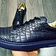 Sneakers made of genuine crocodile leather, in dark blue color. Training shoes. SHOES&BAGS. Online shopping on My Livemaster.  Фото №2