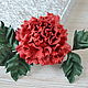 Order Brooch red rose leather Scarlet flower-3. LIUDMILA SKRYDLOVA (flower glade). Livemaster. . Brooches Фото №3