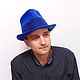 Blue hat 'Fedora'. Hats1. STUDIO-FELT Katerina Alekseeva. Online shopping on My Livemaster.  Фото №2