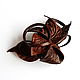 Brooch flower leather Orchid Dark Canyon brown dark warm. Brooches. De-Si-Re. Online shopping on My Livemaster.  Фото №2