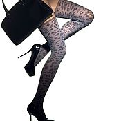 Винтаж handmade. Livemaster - original item size L/XL. Leopard tights with imitation stockings 60/20 den. Handmade.