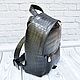 Backpack made of the abdominal part of genuine crocodile leather, in black. Backpacks. SHOES&BAGS. My Livemaster. Фото №4