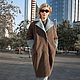 Author`s clothes by Dmitriy PEHTASHEV_Studio:  ЛЁГКАЯ ШУБКА OVERSIZE в серо-коричневом цвете c контрастным ВОРОТНИКОМ из овчины светло-серо-голубого цвета по ОСЕННЕЙ ЦЕНЕ!