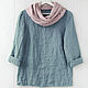 Blouse with open edges made of gray-blue linen. Blouses. etnoart. Online shopping on My Livemaster.  Фото №2