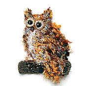 Author stripe (applique) handmade white owl 6h5 cm