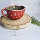 Чашка мухомор в подарок, грибная кружка ручной работы для кофе и чая, Кружки и чашки, Тюмень,  Фото №1