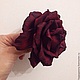 Заколка брошь Роза цвета Марсала. Заколки. Happypeony. Интернет-магазин Ярмарка Мастеров.  Фото №2
