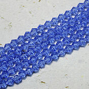 Материалы для творчества handmade. Livemaster - original item Biconuses 3 mm 60 pcs on a Blue glacier thread. Handmade.