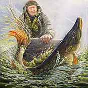 Картины и панно handmade. Livemaster - original item Funny portrait of a fisherman. Handmade.